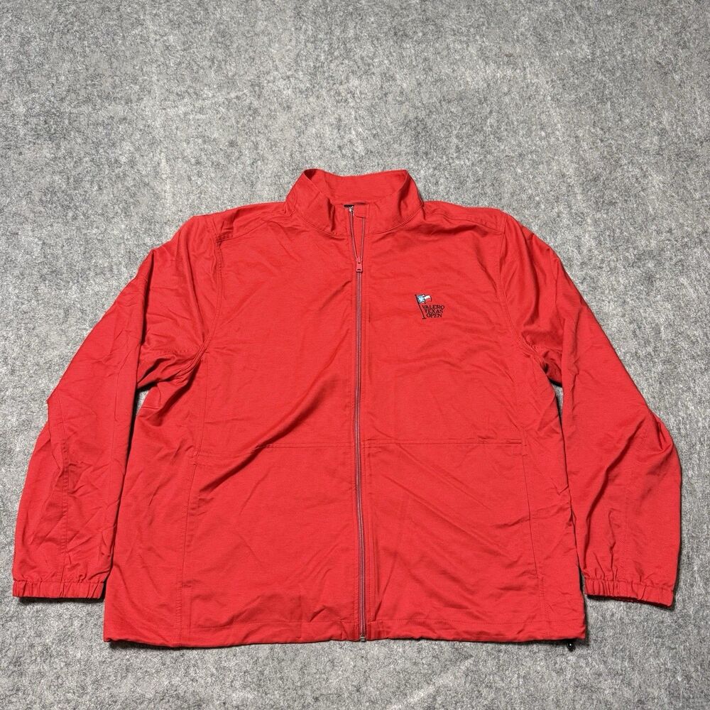 Greg Norman Valero Texas Open Golf Jacket Mens XXL 2XL Red Full Zip Windbreaker